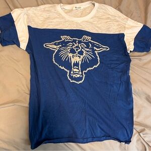 Blue and White Graphic T-Shirt